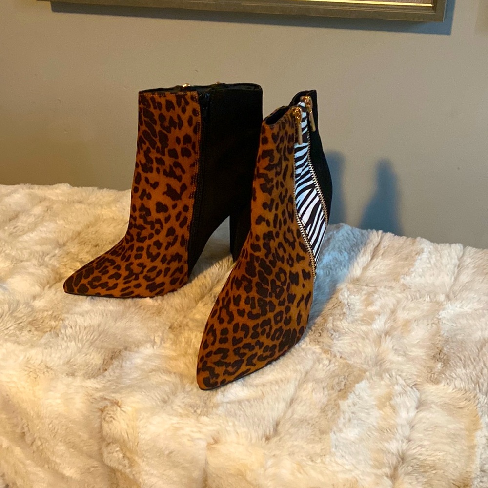 Multi print  “justfab” heeled boots